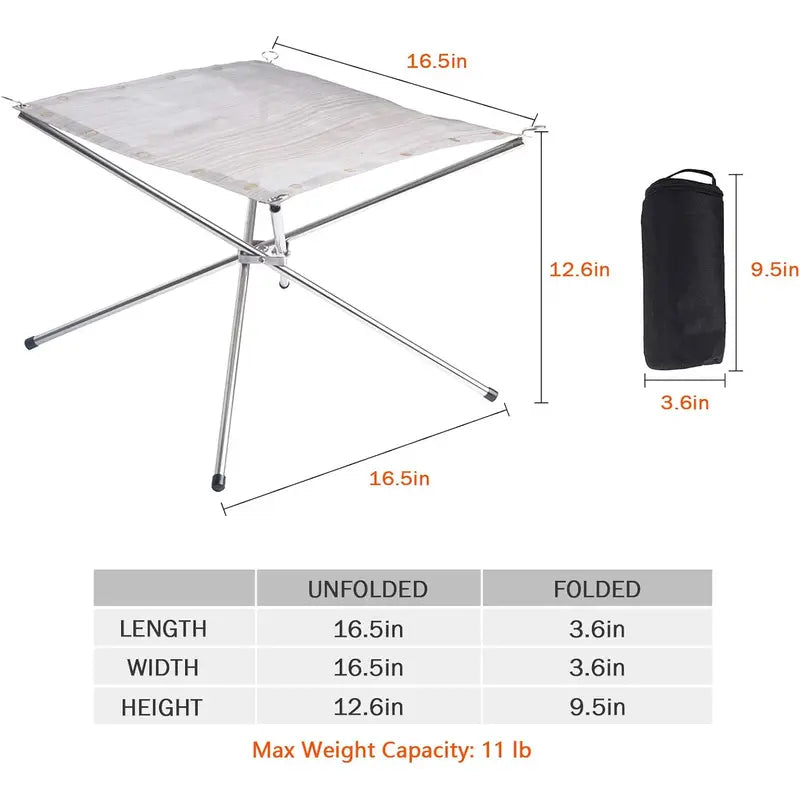 1pc Portable Folding Fire Pit, Stainless Steel Mesh, Collapsible Wood Burning Fireplace with Carrying Bag