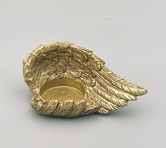 Gold Finish Angel Wing Candle Holder
