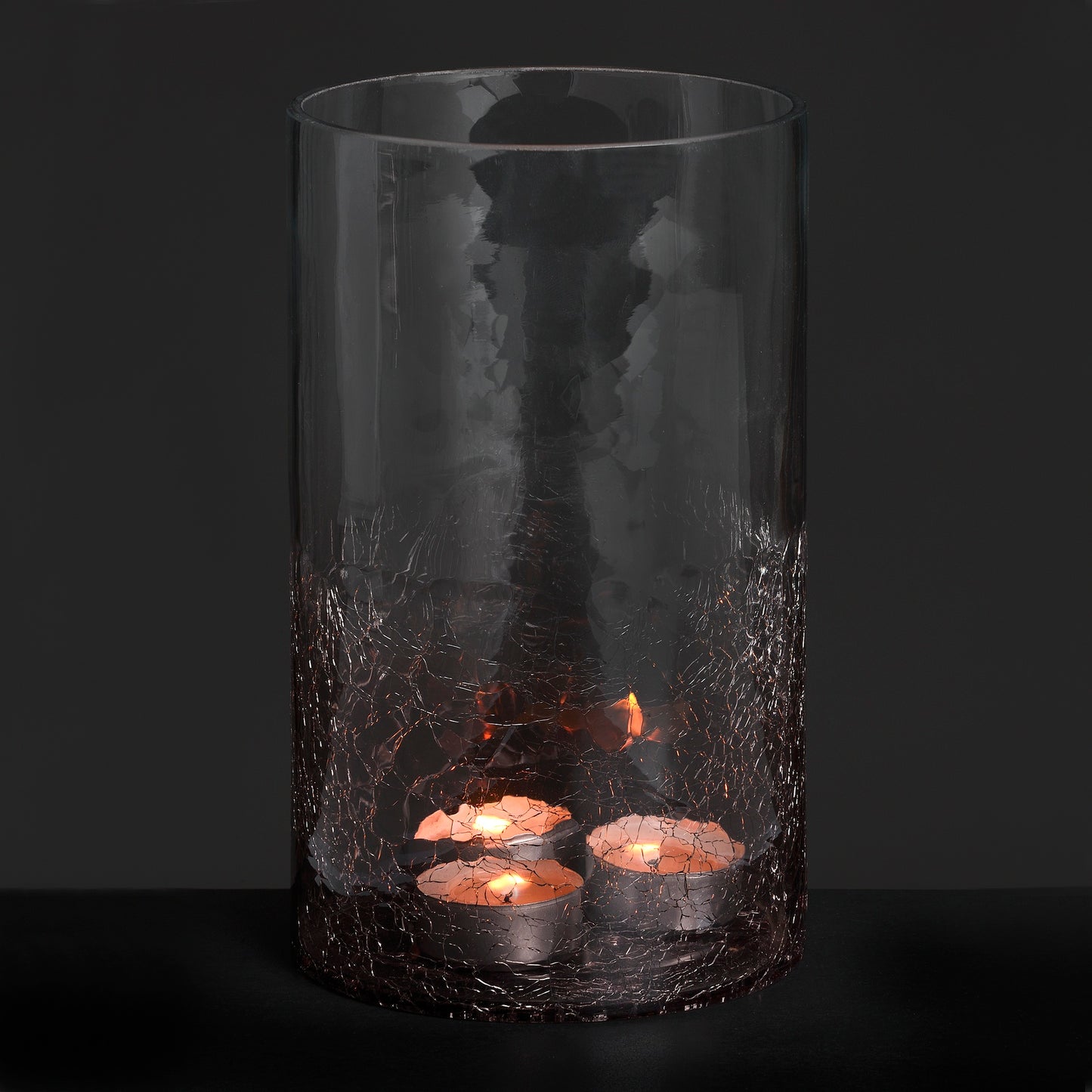 Small Smoked Crackle Effect Candle Holder