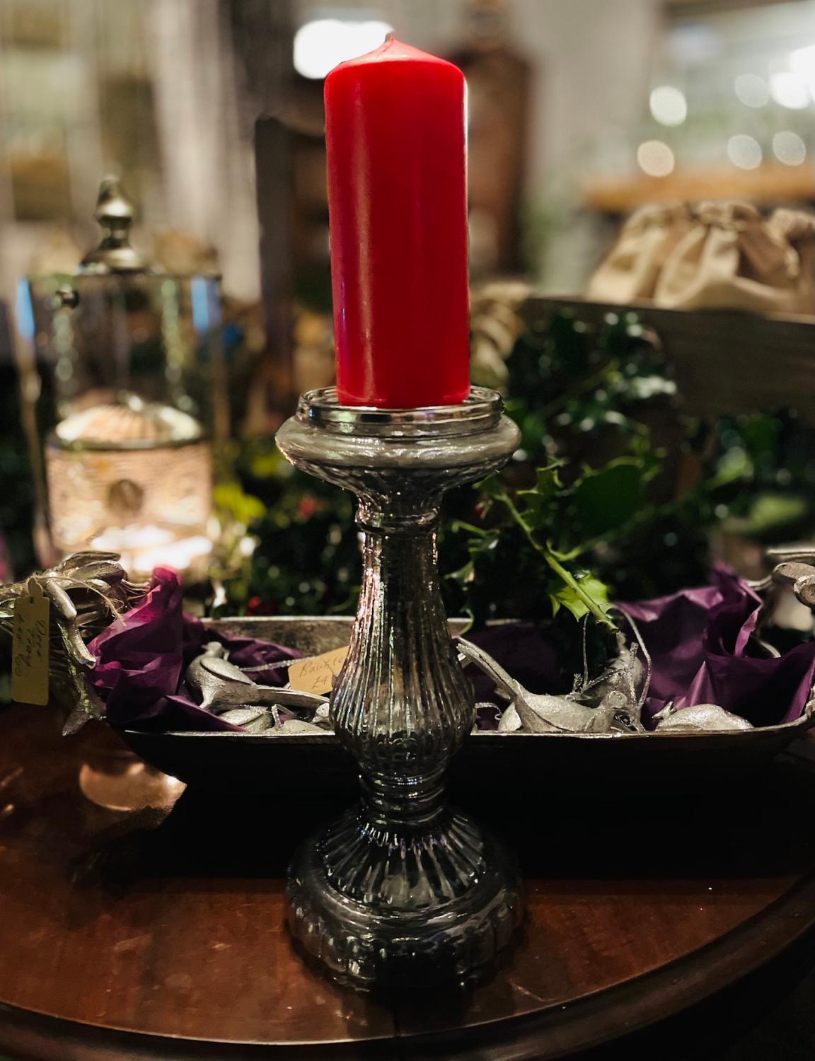 Smoked Glass Medium Candle Pillar