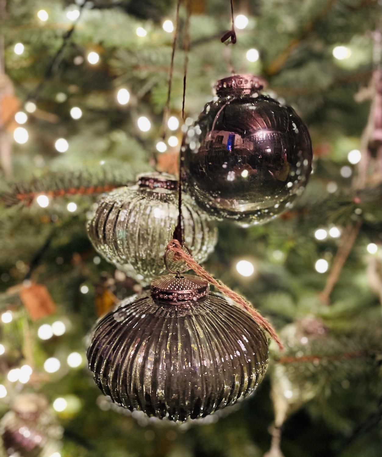 Smoked Glass Set Of 3 Hanging Baubles