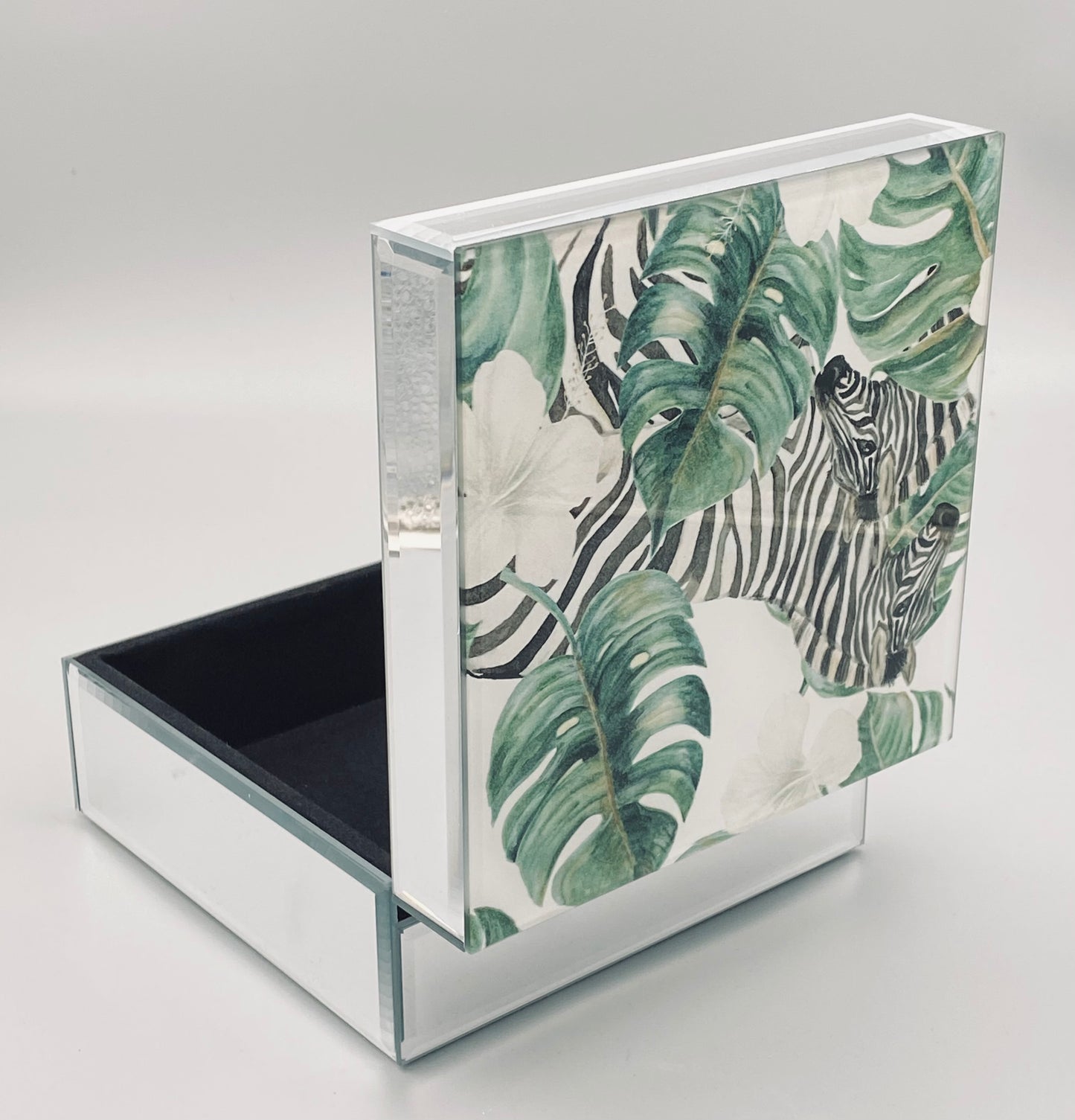 Zebra Print Glass Jewellery Box