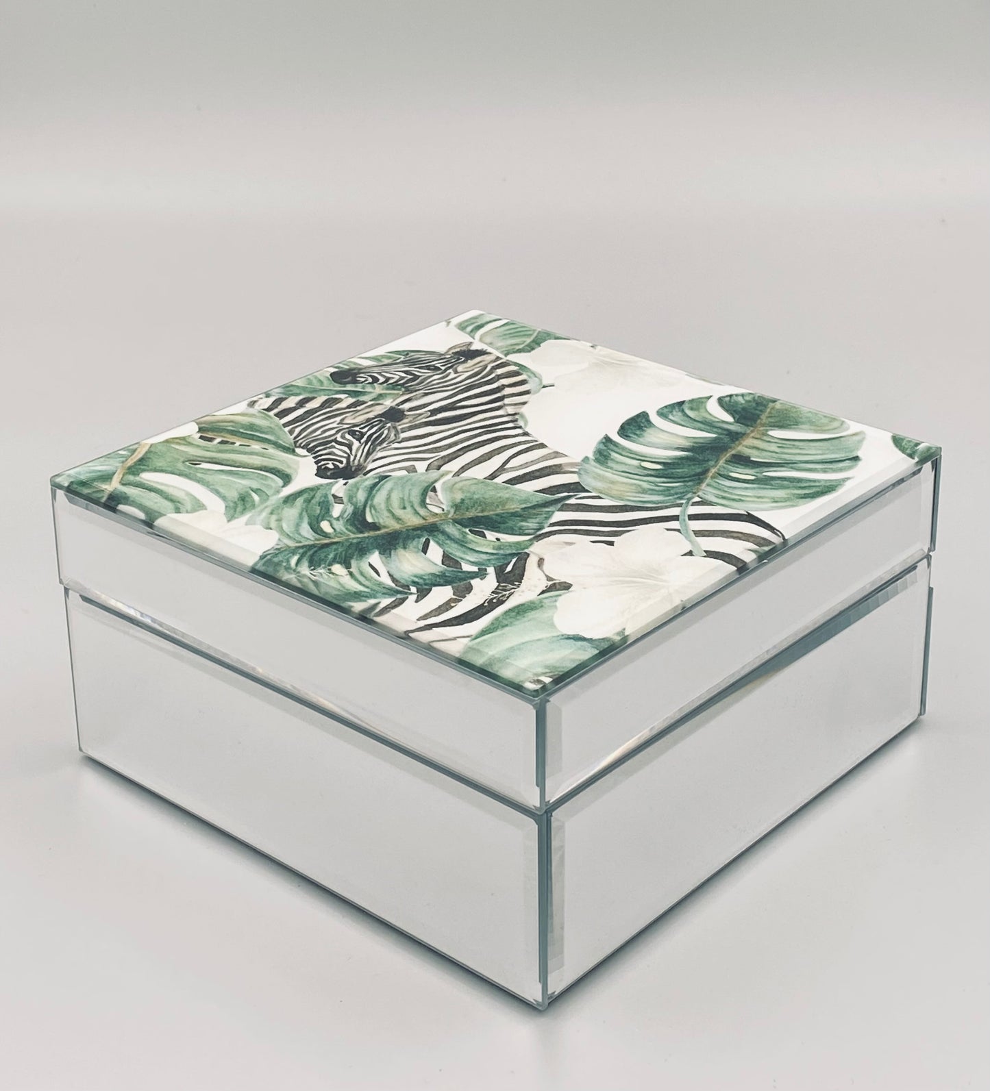 Zebra Print Glass Jewellery Box
