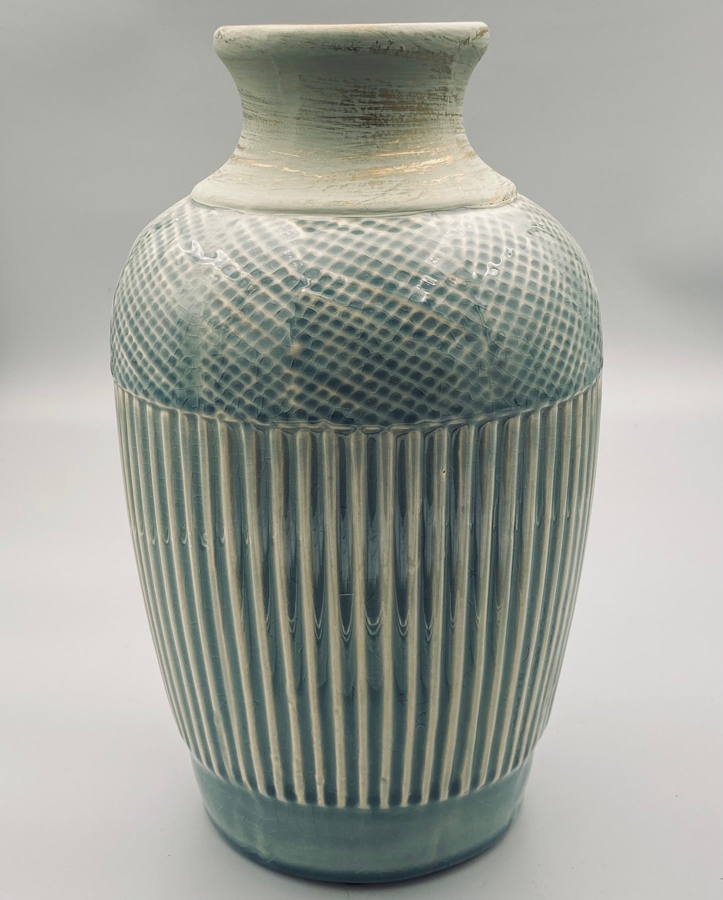 Duck Egg Blue Egyptian Vase